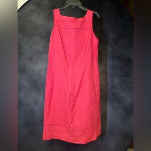 Linen Blend Jones New York Vibrant Pink Midi Dress
